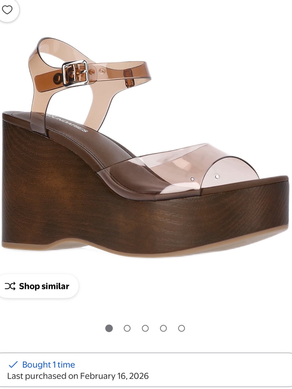 No Boundaries Clear Tan Wedge Sandal with Ankle Strap